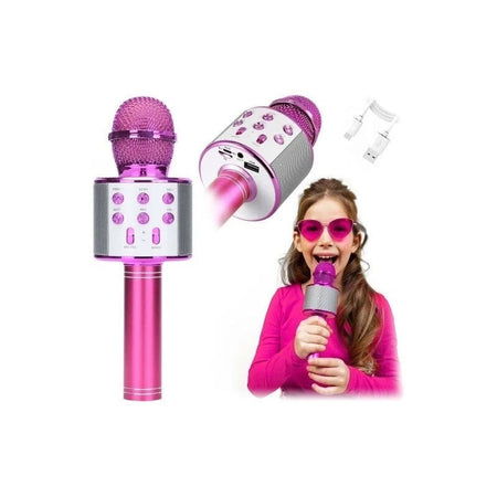 Microfono Wireless pink WS-858 Altoparlante Cassa Integrata Bluetooth Portatile