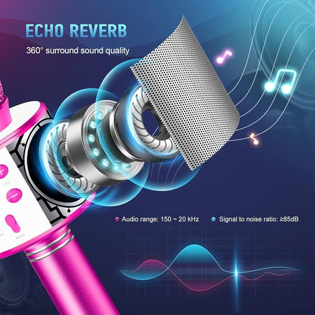 Microfono Wireless pink WS-858 Altoparlante Cassa Integrata Bluetooth Portatile