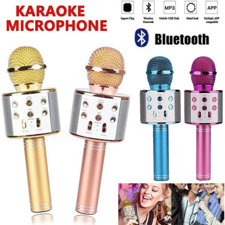 WS858 Microfono karaoke wireless Bluetooth 5 in 1 con luci a LED Altoparlante