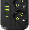 Adattatore multipresa 3 Prese, 4 Porte USB A ricarica rapida cavo prolunga da 2m
