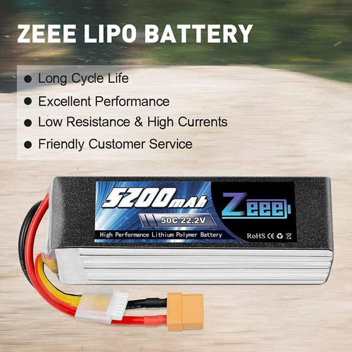 Zeee 6S lipo 22,2V 5200mAh 50C litio Batteria RC batteria, con connectore XT90