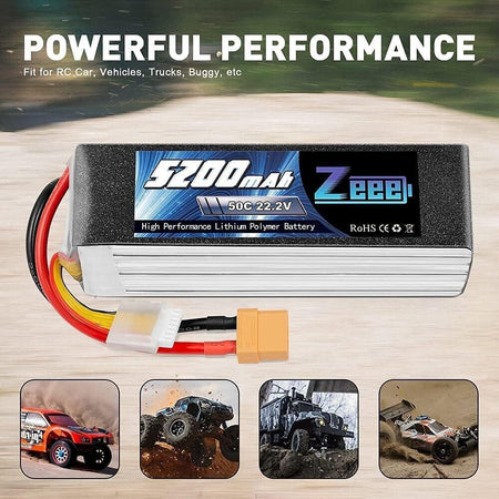 Zeee 6S lipo 22,2V 5200mAh 50C litio Batteria RC batteria, con connectore XT90