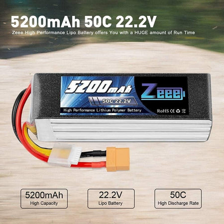 Zeee 6S lipo 22,2V 5200mAh 50C litio Batteria RC batteria, con connectore XT90