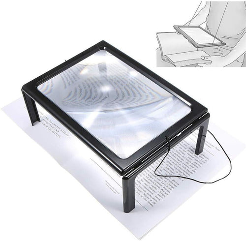 Lente D'ingrandimento 3X Da Tavolo A Pagina Intera Con 12 Luci A LED Pieghevole