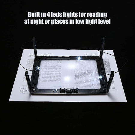 Lente D'ingrandimento 3X Da Tavolo A Pagina Intera Con 12 Luci A LED Pieghevole