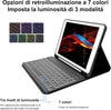 Cover e Tastiera per iPad 9a/8a/7a Generazione, per iPad 10.2 Retroilluminata