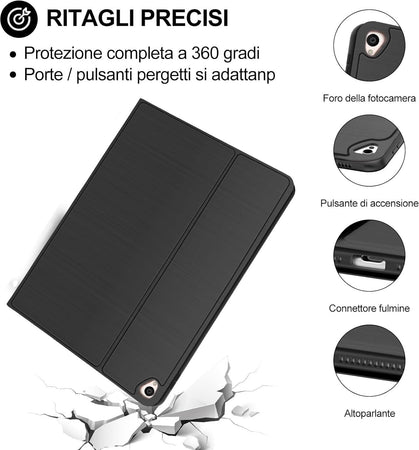 Cover e Tastiera per iPad 9a/8a/7a Generazione, per iPad 10.2" Retroilluminata