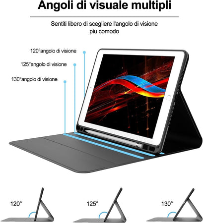 Cover e Tastiera per iPad 9a/8a/7a Generazione, per iPad 10.2" Retroilluminata
