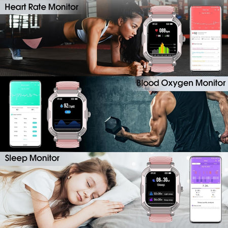 Smartwatch Rosa Donna Chiamate Bluetooth IP68 Fitness Tracker, 110+ Sportive REM