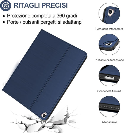 Cover e Tastiera per iPad 9a/8a/7a Generazione, per iPad 10.2" Retroilluminata