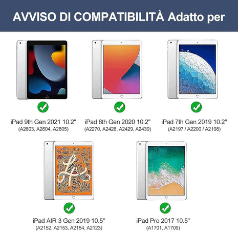 Cover e Tastiera per iPad 9a/8a/7a Generazione, per iPad 10.2" Retroilluminata