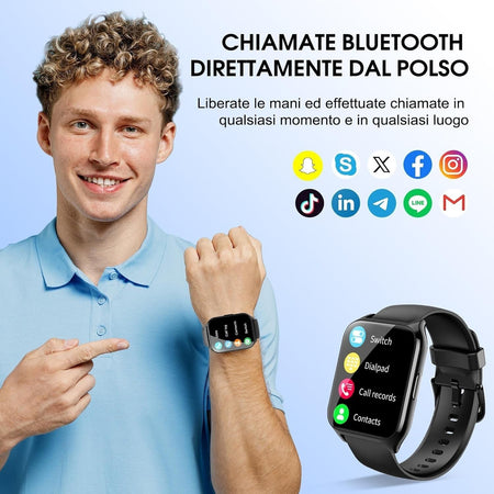 Smartwatch Orologio Uomo Donna chiamate Contapassi Sonno 112 Mod sportive IP65