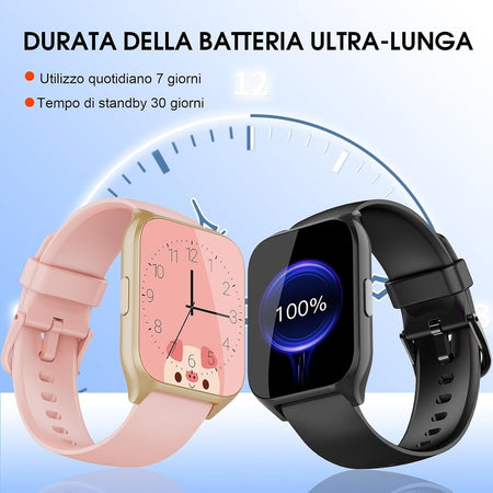 Smartwatch Orologio Uomo Donna chiamate Contapassi Sonno 112 Mod sportive IP65