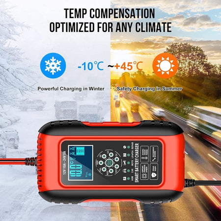 Caricabatteria 10A da Auto, 12V / 24V 10A Multi Protezioni Moto Auto Barca Husgw