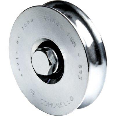 Ruota Cancello A Fissare Gola Tonda 310 Comunello - Zincata + Cuscinetto Gola Mm 16 Mm 60- 2 Pezzi