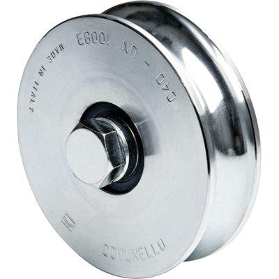 Ruota Cancello A Fissare Gola Tonda 315 Comunello - Zincata + Doppio Cuscinetto Gola Mm 16 Mm 120- 2 Pezzi