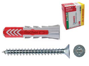 Tassello In Nylon Bi Material Con Vite Duopower Pz.100+Pz.20 Omaggio- - Ø Mm.6X30 - 1 Confezione Fischer