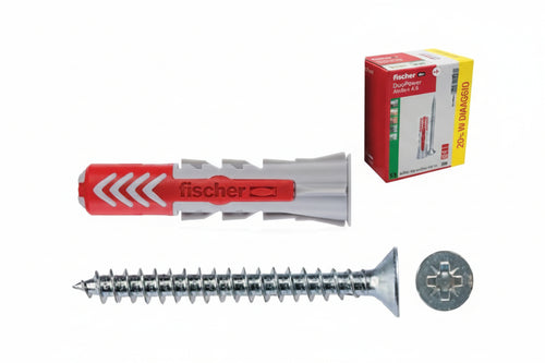 Tassello In Nylon Bi Material Con Vite Duopower Pz.50+Pz.10 Omaggio- - Ø Mm.8X40 - 1 Confezione Fischer