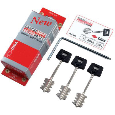 Cambio Cifratura New Cambio Facile 06520 Cisa - 06520.50 X Serie 57665 Dx/Sx Ch 3 Mm 99 Gambo 44- 1 Pezzi