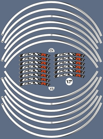 STRISCE ADESIVE per CERCHI 17 compatibili MOTO SUZUKI GSXR stickers GSX-R tuning