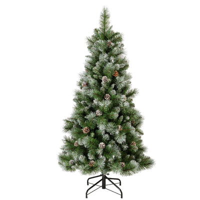Albero di natale con pigne Frosty Norwich innevato in PP Effetto Aghi di Pino di Altissima qualità