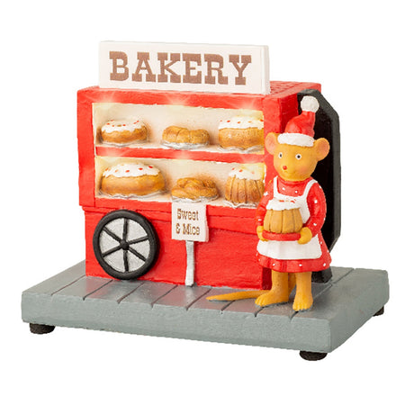 Scena animata "Pasticceria" per villaggio di Natale con personaggi h 11.5 cm