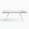 Tavolo Arcturus con gambe in ferro e piano in ceramica, design moderno, 160/240 x 110 x h 75 cm