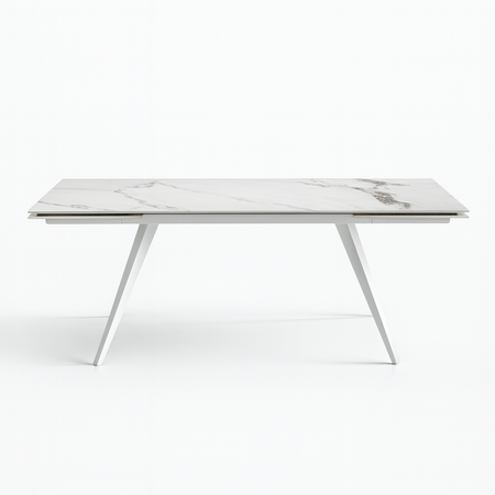 Tavolo "Arcturus" con gambe in ferro e piano in ceramica, design moderno, 160/240 x 110 x h 75 cm