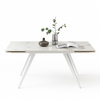 Tavolo Arcturus con gambe in ferro e piano in ceramica, design moderno, 160/240 x 110 x h 75 cm