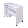 Scrivania Cameretta Tavolo Studio Porta Tastiera e Computer Legno 4 ruote Bianco