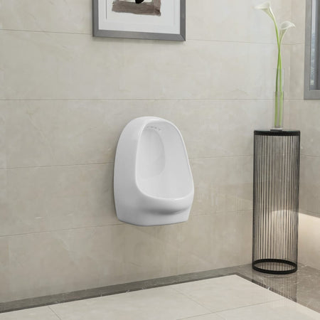 Orinatoio WC Sospeso con Sciacquone Alto in Ceramica Colore Bianco 39x86,5x100cm
