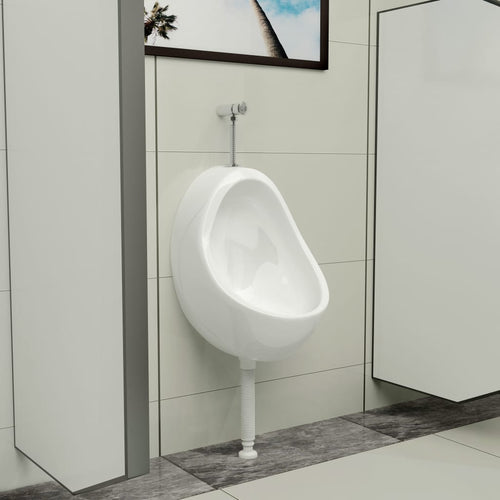 Orinatoio WC Sospeso con Sciacquone Alto in Ceramica Colore Bianco 33x31x48 cm