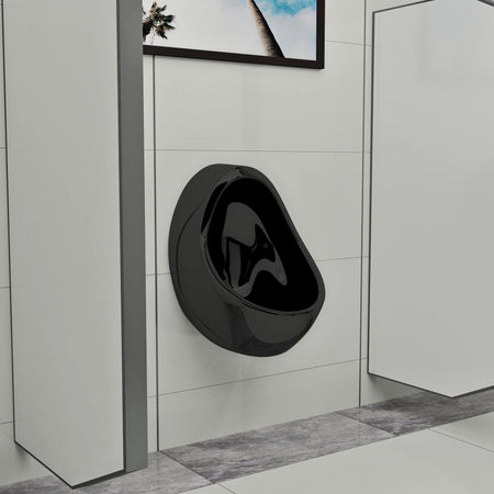 Orinatoio WC Sospeso con Sciacquone Alto in Ceramica Colore Nero 33x31x48 cm