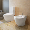 Set WC e Bidet da Bagno con Piede in Ceramica Colore Bianco Chiusura Delicata