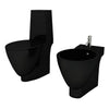 Set Toilette e Bidè da Bagno in Ceramica Colore Nero Chiusura Delicata