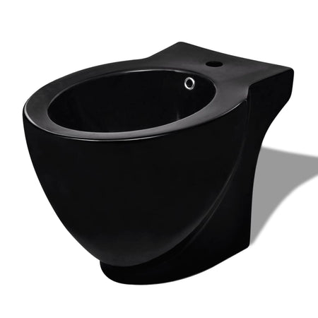 Set Toilette e Bidè da Bagno in Ceramica Colore Nero Chiusura Delicata