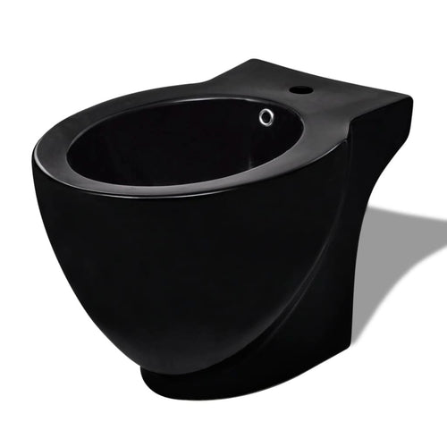 Bidè da Bagno Rotondo in Ceramica Alta Qualità con Piede Nero Design Moderno