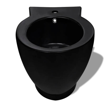 Bidè da Bagno Rotondo in Ceramica Alta Qualità con Piede Nero Design Moderno
