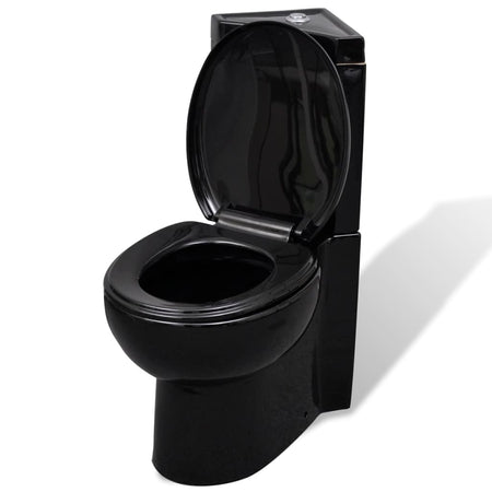 Vaso WC in Ceramica Sanitario da Bagno ad Angolo Colore Nero Chiusura Soft