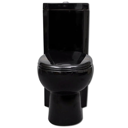 Vaso WC in Ceramica Sanitario da Bagno ad Angolo Colore Nero Chiusura Soft