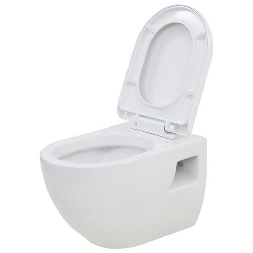 Water Bagno WC Sospeso in Ceramica Colore Bianco Chiusura Morbida