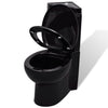 Vaso WC in Ceramica Sanitario da Bagno ad Angolo Colore Nero Chiusura Soft