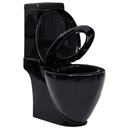 Vaso WC in Ceramica con Scarico Dietro Nero 65 x 38,5 x 84,5 cm