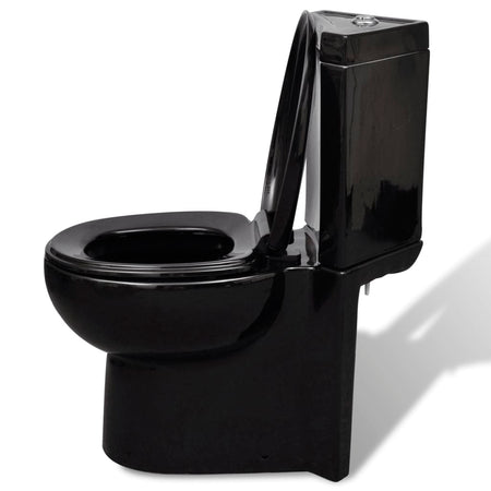 Vaso WC in Ceramica Sanitario da Bagno ad Angolo Colore Nero Chiusura Soft