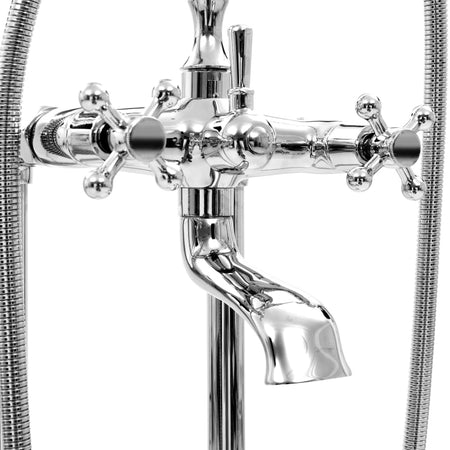 Rubinetteria a Colonna Argento per Vasca Acciaio Inox e Ottone 99,5 cm