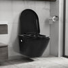 WC Sospeso con Design Senza Bordi in Ceramica Nero Chiusura Ammortizzata
