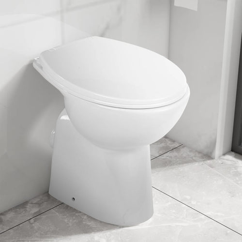 WC Sospeso con Design Senza Bordi 7 cm Più Alto Ceramica Bianca Chiusura Morbida