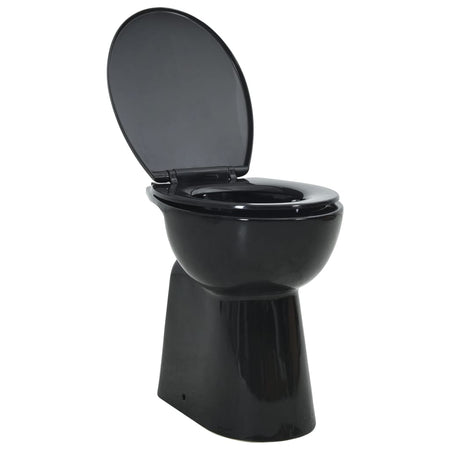 WC Sospeso con Design Senza Bordi 7 cm Più Alto Ceramica Nera Chiusura Morbida