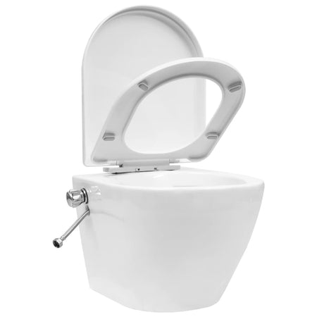 Toilette senza Bordo Sospesa Funzione Bidet in Ceramica Bianca Aggancio Nascosto