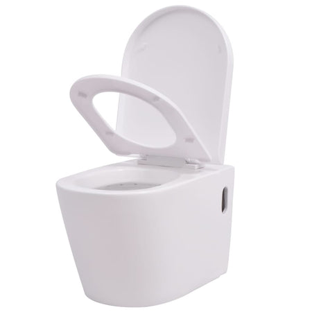 Toilette WC Sospeso in Ceramica Colore Bianco Chiusura Ammortizzata 56x36x34 cm